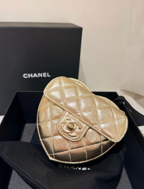 Chanel Gold Quilted Heart Bag 2