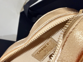 Chanel Gold Quilted Heart Bag 7