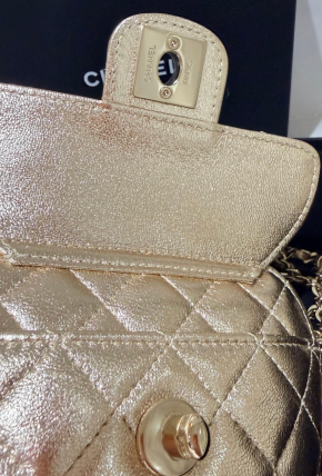 Chanel Gold Quilted Heart Bag 9
