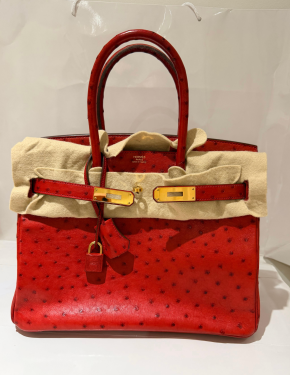 Hermes Birkin 30 in Red Ostrich GHW 2