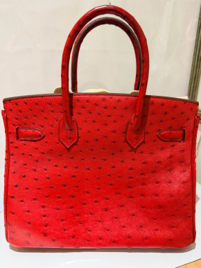 Hermes Birkin 30 in Red Ostrich GHW 7