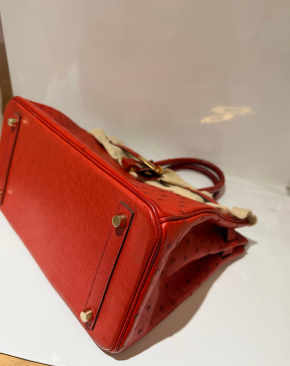 Hermes Birkin 30 in Red Ostrich GHW 3