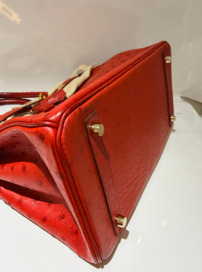 Hermes Birkin 30 in Red Ostrich GHW 4