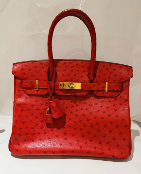 Hermes Birkin 30 in Red Ostrich GHW 8