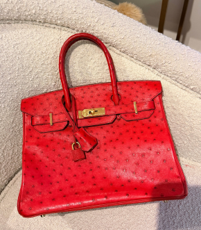 Hermes Birkin 30 in Red Ostrich GHW 9