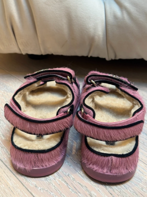 Chanel Pink Ponyskin Dad Sandals 4