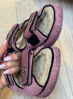 Chanel Pink Ponyskin Dad Sandals 6