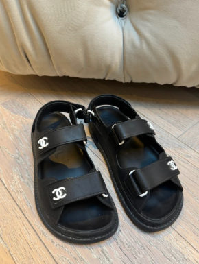 Chanel Black Rubber Dad Sandals 2