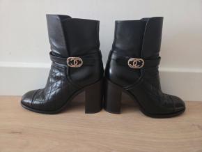 Chanel Black Leather Ankle Boots 19