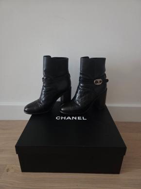 Chanel Black Leather Ankle Boots 3