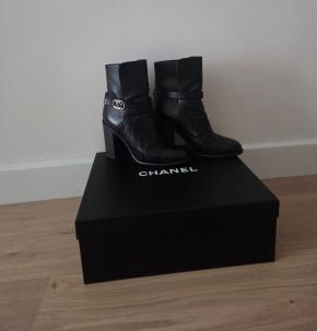Chanel Black Leather Ankle Boots 2