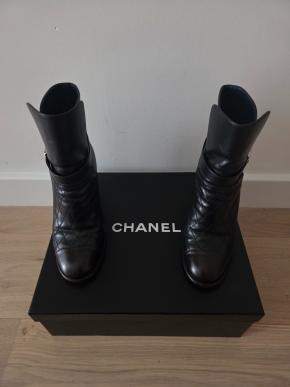 Chanel Black Leather Ankle Boots 8