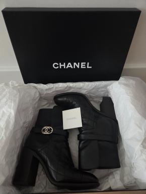 Chanel Black Leather Ankle Boots 13