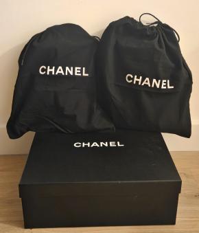 Chanel Black Leather Ankle Boots 23