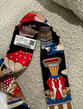 HERMES Silk La Patisserie Francaise Charm  Twilly 5