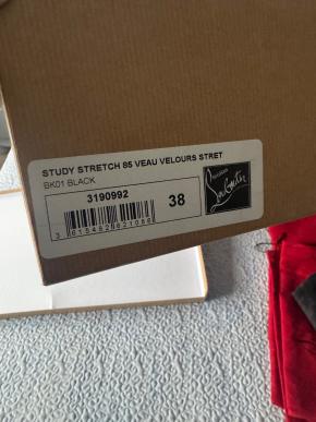 Louboutin Embellished Heel Long Stretch Suede Boots 6