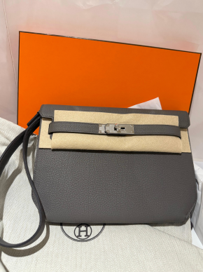 Hermes Kelly Etain Togo Depeches 25 Pouch Bag 4