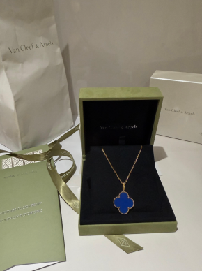 Van Cleef & Arpels Magic Alhambra Blue Agate Long Necklace 7