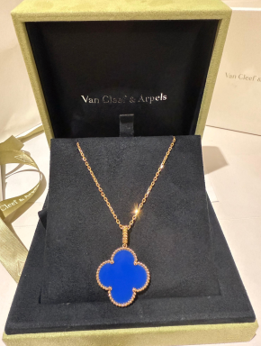 Van Cleef & Arpels Magic Alhambra Blue Agate Long Necklace 3