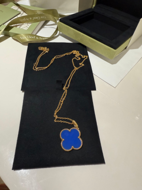 Van Cleef & Arpels Magic Alhambra Blue Agate Long Necklace 2