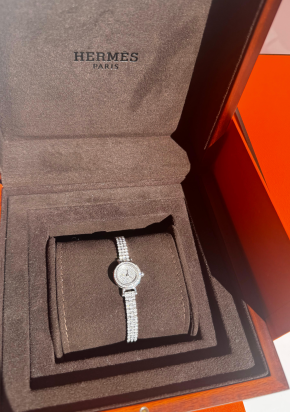 Hermes White Gold Diamond Set Watch 3