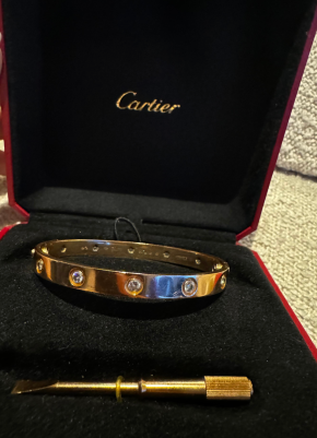 Cartier Rose Gold Bracelet 10 Diamonds size 17 2