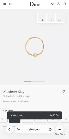 Dior Mimirose Diamond Chain Ring 8