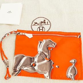 Hermes Orange Silk and Barenia Vif Argent Silky City 38 15