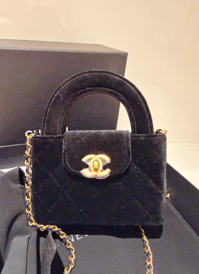 Chanel Black Velvet Kelly Mini Nano 3