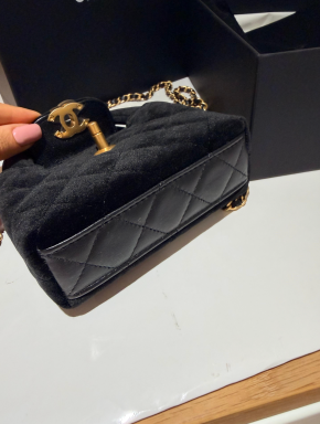 Chanel Black Velvet Kelly Mini Nano 4