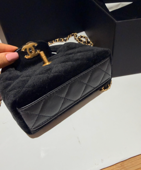 Chanel Black Velvet Kelly Mini Nano 5