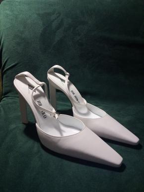 The Attico White Leather Amber Sandals 2