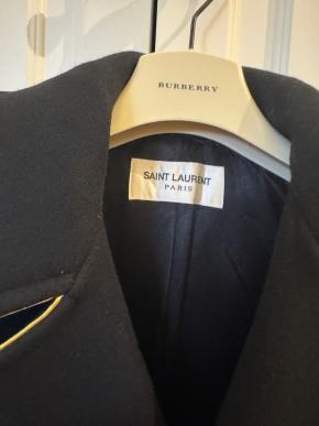 Saint Laurent Gold Trim Black Wool Coat 5