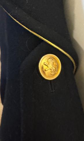 Saint Laurent Gold Trim Black Wool Coat 4