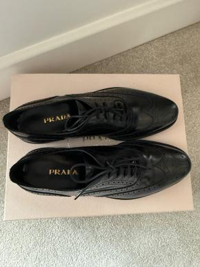 Prada Black Leather Brogues 3