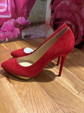 Charlotte Olympia Red Suede Platform Pumps 3
