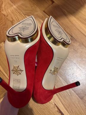 Charlotte Olympia Red Suede Platform Pumps 5