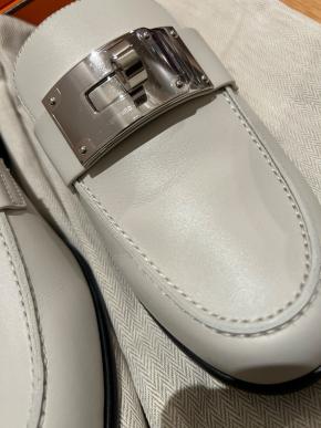 Hermes White Kelly Buckle Mules 12