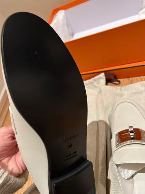 Hermes White Kelly Buckle Mules 9