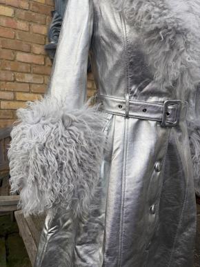 Saks Potts Silver Shearling And Leather Coat 14