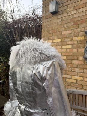 Saks Potts Silver Shearling And Leather Coat 12