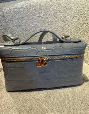 LORO PIANA Grey Extra Pocket L19 shiny Alligator Leather Pouch with cites 8