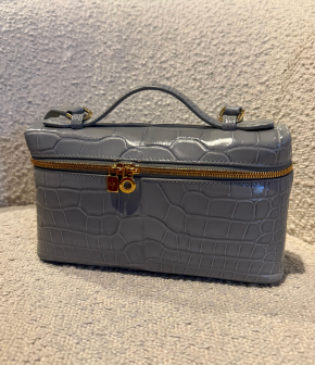 LORO PIANA Grey Extra Pocket L19 shiny Alligator Leather Pouch with cites 7