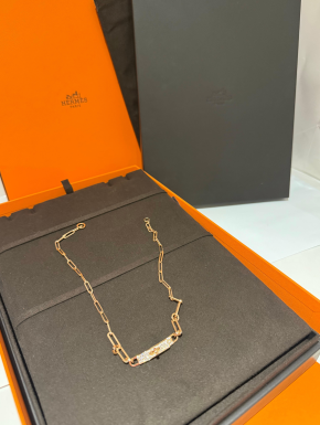 Hermes Kelly Chaine Choker Necklace 18K Rose Gold and Diamonds 2