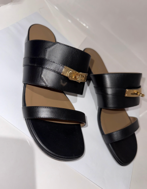 Herms Black Avenue Sandals 4