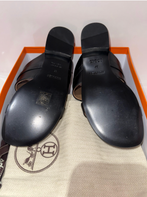 Herms Black Avenue Sandals 3