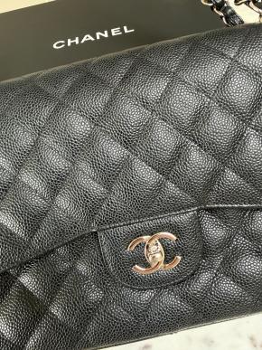 Chanel Black Caviar Maxi Single Flap 7