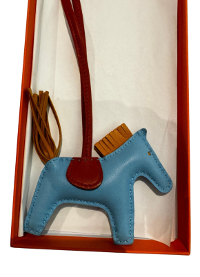Hermes Celeste Milo Lambskin Horsehair Grigri Rodeo Horse Bag Charm 2