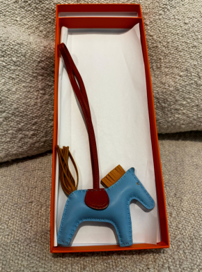 Hermes Celeste Milo Lambskin Horsehair Grigri Rodeo Horse Bag Charm 4