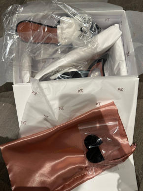 Amina Muaddi Black Satin Embellished Mules 3